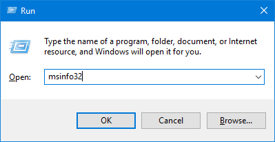 Start System Information using the Run window
