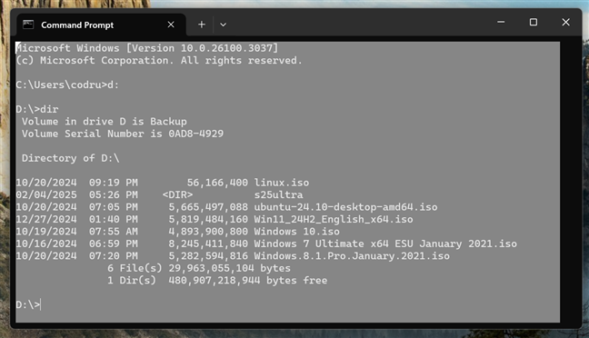 Select all the text using a keyboard shortcut for Command Prompt